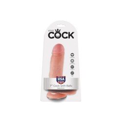 7 Inch Dildo mit Hoden hautfarben King Cock 12517