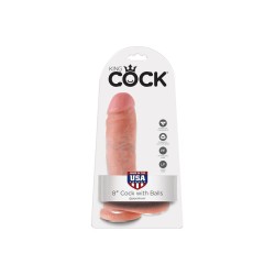 8 Inch Dildo mit Hoden hautfarben King Cock 12520