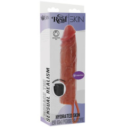 GET REAL – FEUCHTIGKEITSSPENDENDE SILIKON-VIBRATIONS-PENISHÜLLE IN KARAMELL, 20 CM