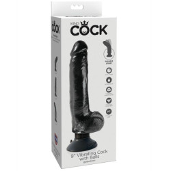 KING COCK - VIBRIERENDER DILDO MIT HODEN 23 CM SCHWARZ