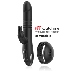 BLACK&SILVER - KENJI RABBIT-VIBRATOR UP & DOWN + WATCHME-FERNBEDIENUNG
