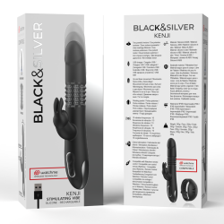 BLACK&SILVER - KENJI RABBIT-VIBRATOR UP & DOWN + WATCHME-FERNBEDIENUNG