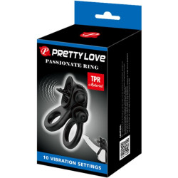 PRETTY LOVE - PASSIONATE RING DOPPELTER VIBRATIONSRING + KLITORIS-STIMULATOR SCHWARZ