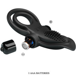 PRETTY LOVE - DOPPELTER VIBRATIONSRING + KLITORISSTIMULATOR 10 VIBRATIONEN SCHWARZ