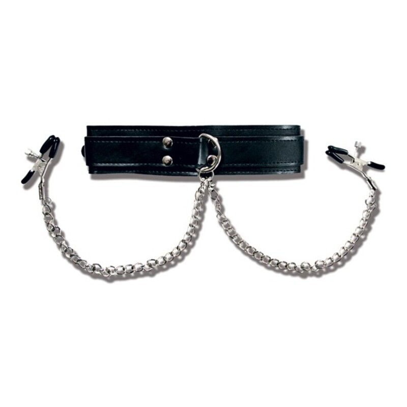 Halsband mit Nippelklemmen Sportsheets SS445-20 Schwarz/Silberfarben