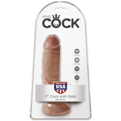 KING COCK - REALISTISCHER PENIS MIT KUGELN 13.2 CM KARAMELL
