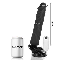 BASECOCK - REALISTISCHER VIBRATOR MIT FERNBEDIENUNG SCHWARZ 21 CM -O- 4 CM