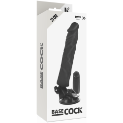 BASECOCK - REALISTISCHER VIBRATOR MIT FERNBEDIENUNG SCHWARZ 21 CM -O- 4 CM