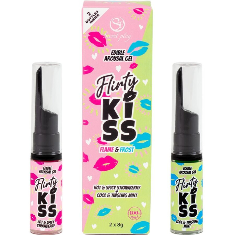 SECRETPLAY - FLIRTY KISS GELS MIT ORALEN SEX-EFFEKTEN ERDBEERE & MINZE 2 x 8 GR