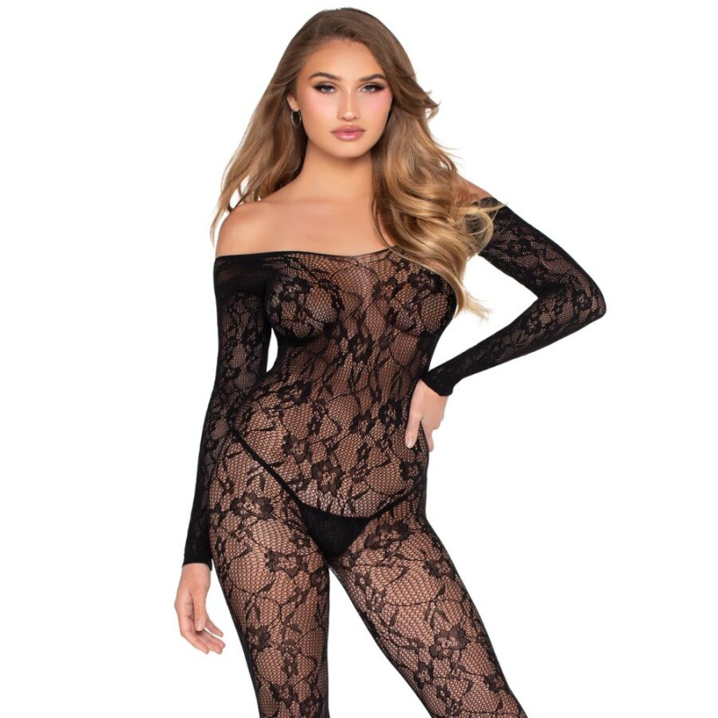LEG AVENUE - 89366 SPITZEN-DESSOUS-BODYSTOCKING, SCHWARZ - EINHEITSGRÖSSE