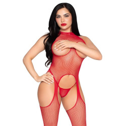 LEG AVENUE - 89374 CUPLESS BODYSTOCKING UND PANTY RED - EINHEITSGRÖSSE