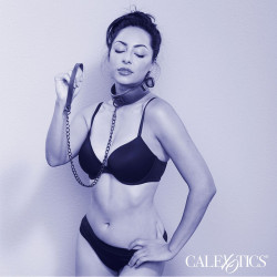 CALEXOTICS - NOCTURNAL HALSBAND & LEINE LEDER VERSTELLBAR SCHWARZ
