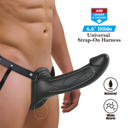 PRETTY LOVE - LANDON BLACK VIBRATING STRAP-ON