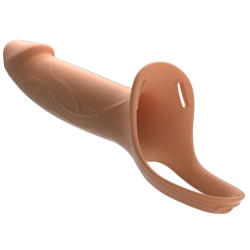 PRETTY LOVE - LANDON HARNESS BRIEFS UNIVERSAL STRAP-ON HARNESS MIT HOHEM SILIKONDILDO 16,8 CM FLEISCH