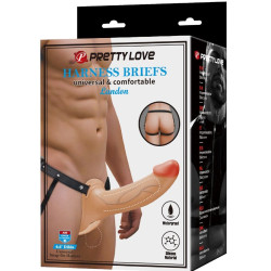 PRETTY LOVE - LANDON HARNESS BRIEFS UNIVERSAL STRAP-ON HARNESS MIT HOHEM SILIKONDILDO 16,8 CM FLEISCH
