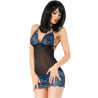 CHILIROSE - CR 3843 BABYDOLL BLAU & SCHWARZ L/XL