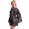 SUBBLIME - TRANSPARENTER STOFFMANTEL MIT SPITZENDETAIL SCHWARZ S/M