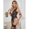 SUBBLIME - 954390 SEXY BODY MIT STRUMPFGÜRTEL SCHWARZ L/XL