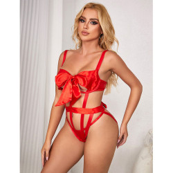SUBBLIME - 954468 SEXY DURCHBROCHENER BODY MIT SCHLEIFE ROT S/M