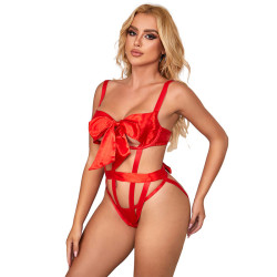 SUBBLIME - 954475 SEXY DURCHBROCHENER BODY MIT SCHLEIFE ROT L/XL