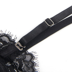 SUBBLIME - 955496 SPITZEN-BODYSUIT MIT SCHLEIFEN UND STRAPSEN SCHWARZ S/M