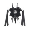 SUBBLIME - 955502 SPITZEN-BODYSUIT MIT SCHLEIFEN UND STRAPSEN SCHWARZ L/XL