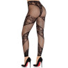 LEG AVENUE - STRUMPFHOSE OHNE FUSS AUS SPITZE UND TRANSPARENZ SCHWARZ
