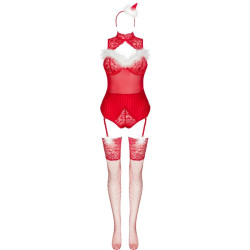 LIVCO CORSETTI FASHION – LIMPID SNOWFLAKES LC 90604 BODY + STRÜMPFE + WEIHNACHTSSTIRNBAND L/XL