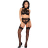 LIVCO CORSETTI FASHION - MAJALESA LC 90526 BH + STRUMPFGÜRTEL + HÖSCHE SCHWARZ L/XL