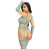 LEG AVENUE - CROP TOP STRÜMPFE UND HANDSCHUHE BLAU