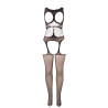 SUBBLIME - 951900 NETZ-BODYSTOCKING OHNE SCHRITT MIT CUPS UND OFFENEN SCHULTERN SCHWARZ EINE GRÖSSE