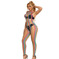 SUBBLIME - 952358 RAINBOW MESH NECKHOLDER-BODYSTOCKING XS/M