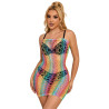 SUBBLIME - 952365 RAINBOW NETZ-KLEID MIT FREIEN SCHULTERN EINE GRÖSSE