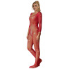 SUBBLIME - 952419 NETZ-BODYSTOCKING MIT DIAMANTEN, LANGE ÄRMEL, ROT, XS/M