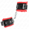 KINK - SCHWERE HANDGELENKSFESSELN MIT ROTEM PELZFUTTER, VERSTELLBAR 20-30 CM X 6 CM