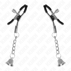 KINK - SILBERNE NIPPELKLEMMEN MIT GLOCKENANHÄNGER 6 CM