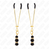 KINK - GOLDENE DÜNNE NIPPELKLEMMEN MIT 3 SCHWARZEN GLASPERLEN 7 CM