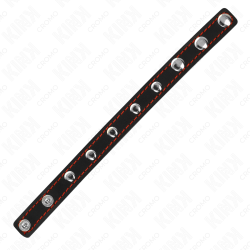KINK - PENISRING AUS LEDER MIT DRUCKVERSCHLUSS ROT FUTTER 21 X 1,5 CM