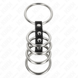 KINK - 5 PENISRINGE 3,7 CM BIS 5 CM METALL DURCH LEDER VERBUNDEN