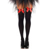 LEG AVENUE - SCHWARZE NYLON-OBERTEILHÖCHSE MIT ROTER SCHLEIFE, EINE GRÖSSE