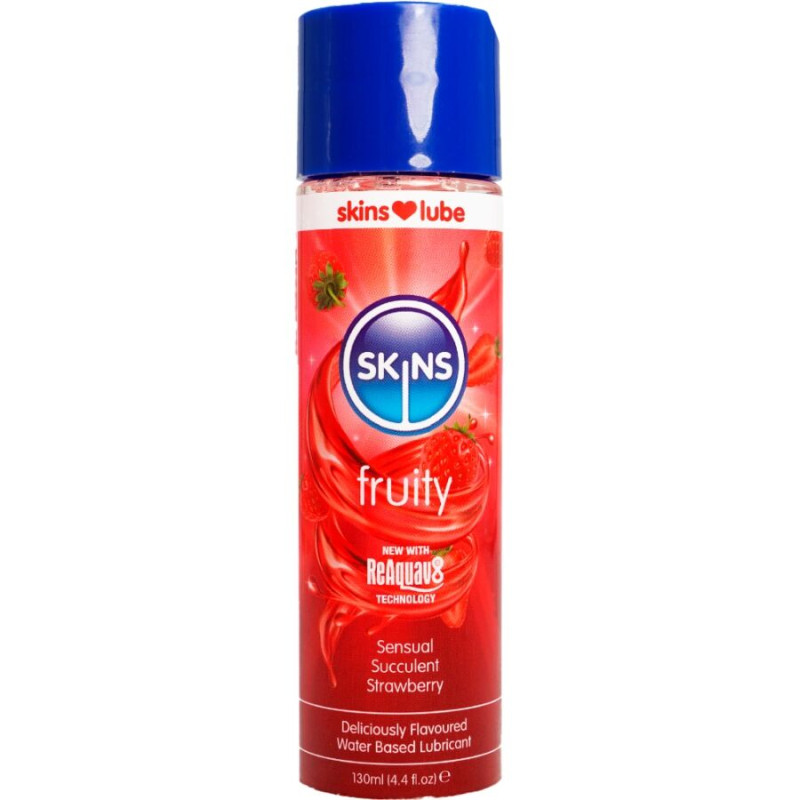 SKINS – FRUCHTIGES, WASSERBASIERTES GLEITMITTEL ERDBEERE 130 ML