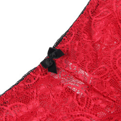 SUBBLIME - 953898 NACHTHEMD + HÖSCHEN AUS SEIDE UND SPITZE ROT S/M