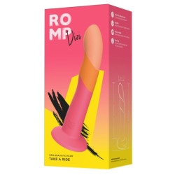 ROMP - DIZI Silikon-Dildo mit Saugnapf, dreifarbig, 18 cm