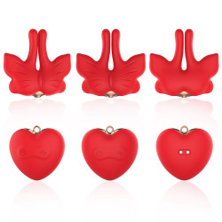 ARMONY - MAGNETISCHE NIPPELKLEMMEN MIT VIBRATION SCHMETTERLINGSFORM ROT