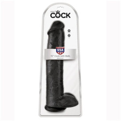 KING COCK - REALISTISCHER DILDO MIT HODEN 38 CM SCHWARZ