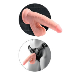 KING COCK PLUS - REALISTISCHER DILDO MIT DREIFACHDICHTE UND SCHWINGENDEN HODEN, 23 CM, FLEISCH