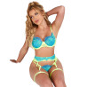 SUBBLIME - 955328 BH-SET MIT SPITZE UND STRUMPFBAND GRÜN UND BLAU L/XL