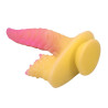 POWER MONSTERS - RIPPLIED MONSTER FANTASY DILDO MIT SAUGKAPSEL 22,5 CM Ø 5,5 CM PINK &amp GELB