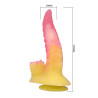 POWER MONSTERS - RIPPLIED MONSTER FANTASY DILDO MIT SAUGKAPSEL 22,5 CM Ø 5,5 CM PINK &amp GELB
