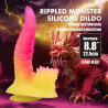 POWER MONSTERS - RIPPLIED MONSTER FANTASY DILDO MIT SAUGKAPSEL 22,5 CM Ø 5,5 CM PINK &amp GELB